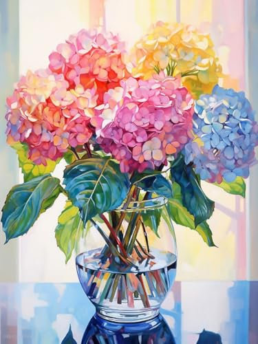 Yiminu.DS Diamond Painting Erwachsene, 5D Diamont Painting Bilder Diamant Painting Blumen Bastelset Basteln Mädchen, 30CM X 40CM, Hydrangea