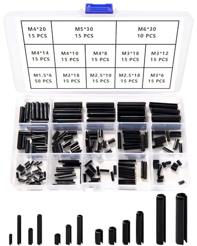 YIXISI 225 Stücke 13 Größen M1.5 / M2 / M2.5 / M3 / M4 / M5 / M6 Spannstifte Sortiment Kit, Schlitz Federstifte, Spannstift Hohlsplinte Sortiment Set, für Heimwerker Automobilreparatur