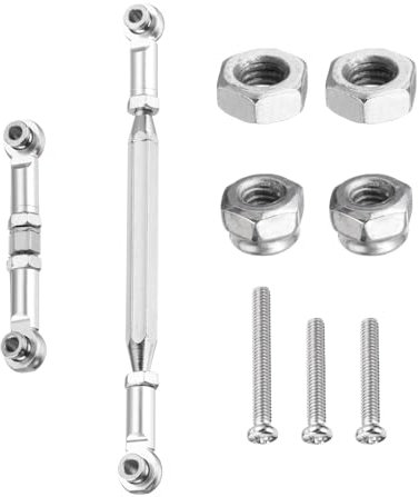 sourcing map Adjustable Turnbuckles Camber Link Linkages Aluminum Alloy Upgrade Parts RC Car Steering Pull Rod Servo Linkages Tie Rod for MN 1:12 D90 RC Car Crawler,Silver
