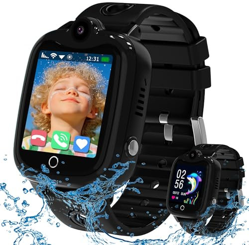 Kesasohe Smartwatch Kinder Con Telefon, Wasserdicht Smartwatch GPS Uhr mit Anruffunktion