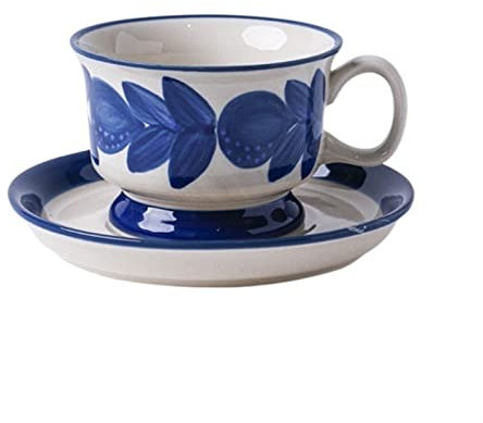TLOKIXA Ceramic Vintage Pattern Coffee Cup and Saucer Set Hand Painted Small Cup Ceramic Home Afternoon Tea 200ML