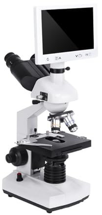 Microscopio biológico trinocular con pantalla de 7 Microscopio digital Iluminación LED Ocular gran angular Objetivo apocromático,10000X