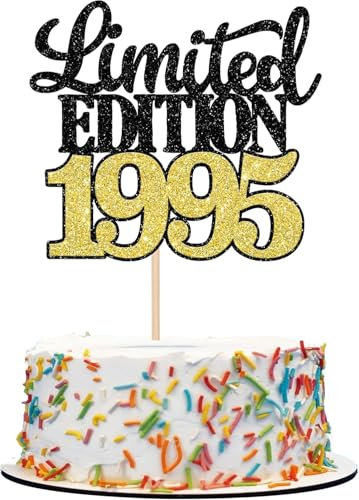 1 Stück Limited Edition 1995 Tortendeko Glitzer 30th Glitzer Kuchen Deko Prost auf 30 Jahre 30 & Fabelhaft Cake Topper für Männer und Frauen Geburtstag Party Kuchen Dekoration Schwarz Gold