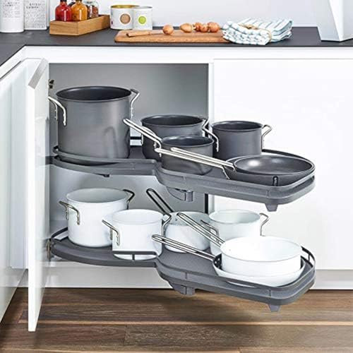 Schubladen-Regal mit 2 Ebenen, ausziehbar, für Küchenschränke, Küchen-/Badezimmerschränke