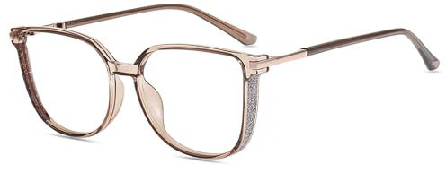 Firmoo Übergroße Blaulichtfilter Brille Entspiegelt Damen Herren Glitzer-Design Computer Brille ohne Sehstärke für Bildschirme, UV Blaufilter Schutzbrille Nerd