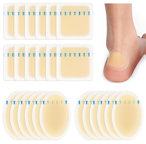 24 Stück Blasenpflaster, Blister Pads Gel Pflaster für Blase Fuß Schutz, Unsichtbare Ferse Hydrokolloid Pflaster, Linderung von Reibungsschmerzen Finger, Zehen, Vorfuß, Ferse