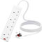4 Way Extension Lead 3M with Surge Protection, UK Plug Extension Socket, 3 Metre Electric Extension Cable, Multi Plug Power Strip Extension Cord – White, UK Socket Extensions