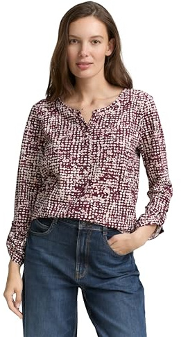 Tom Tailor Damen 1047729 Henley Blusenshirt mit Muster