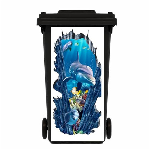 NMBVFC Marine Animal Wheelie Bin Stickers, PVC Dustbin Stickers, Waterproof Self-Adhesive Decorative Bin Decals Outdoor Waste Management 31 * 70cm