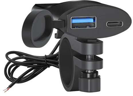 ALLWSLucky Cargador USB Motocicleta, 18W QC3.0 30W PD Cargador de movil para Moto, Toma USB 12v Impermeable para SUV Marino Barcos