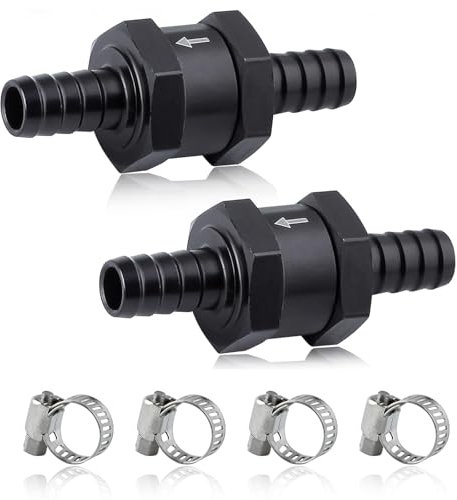 Yuentoen Rückschlagventil für Kraftstoff,Rückschlagventil 10 mm, Ruckschlagventil Ventile mit Federklammer, Aluminiumlegierung, Ruckschlagventil für Wasser, Benzin, Diesel, Öl(2 Stück) ﻿