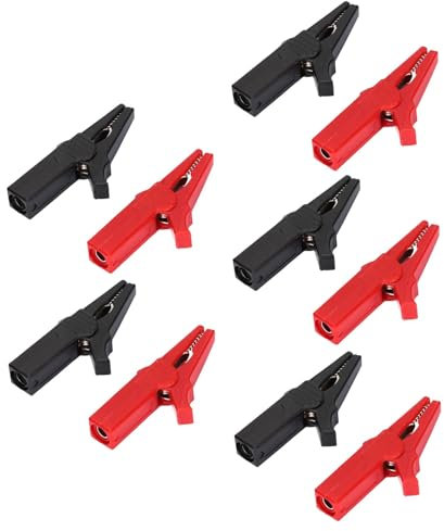 Pinzas de cocodrilo totalmente aisladas, 5 unidades, 30 A/12 V, conector banana de 4 mm (rojo/negro) | Autoelectrik/Labor