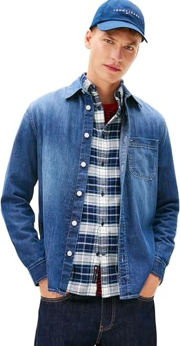 Tommy Jeans Herren TJM Denim Regular Fit Shirt EXT Dm0dm22303 L/S Shirt (1er Pack)