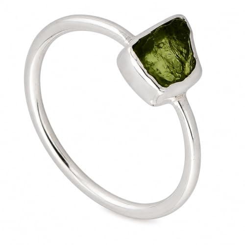 I-be, Turmalin Edelstein Ring grün naturbelassen 925 Sterling Silber, 1080ROH grün