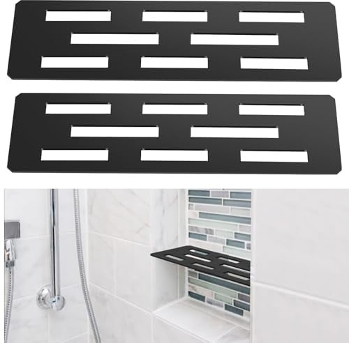 2 Pack Rectangular Shelf for 12 Inch Tile Prefabricated Niches, Shower Niche Shelf with Frosted 316 Stainless Steel Finish, Fits 1/8 inch Grout Lines Shower Niche Insert