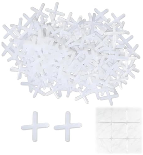 BCHKO 500 Pieces Tile Grout Spacers, Tile Crosses for Floor and Wall, Precise Positioning (3mm) (White)