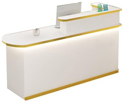 BVCL Empfangs- und Bürotheke. Einfache Montage. Inklusive abschließbarer Schubladen und Tastaturhalter. Empfangstheken, Büromöbel, Wohnzimmermöbel(Yellow bar - Right,120cm)