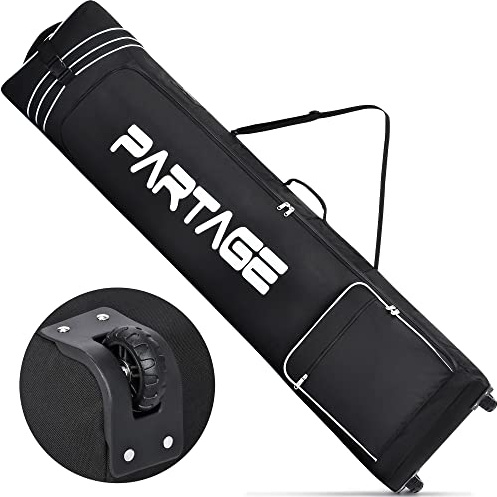 PARTAGE + Snowboard Bag with Wheels, Snowboard Bag for Air Travel, Adjustable Length Up to 170 cm, 600D Water Resistant Oxford -Black