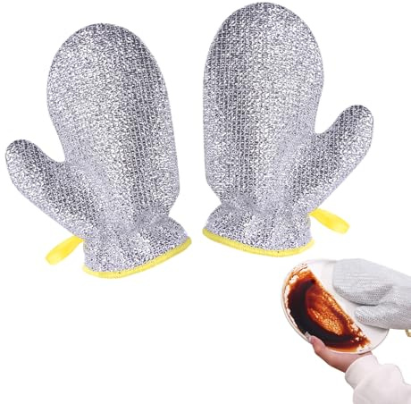 YXBWM 2PCS Wire Cloth Cleaning Gloves Anti-Scratch Stainless Steel Mesh Wire Cleaning Gloves for Kitchen Dish Sink Stove Top