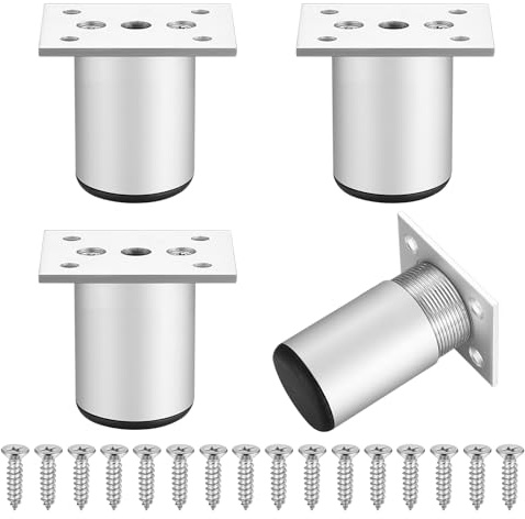 SZSIQI 4 Stück 5cm Möbelfüße, Alulegierung Möbelfüsse, Schrankfüße, Sofabeine, Schrankbeine, Möbelbeine für Stühle Tisch Schrank Schreibtisch Regal Couch Sofa Füße Beine mit Schrauben