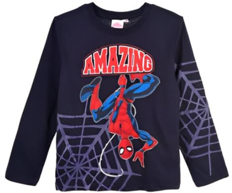 Spiderman Jungen Langarmshirt – Kinder Shirt aus Baumwolle – Amazing Spidey Motiv – Größe 98–128
