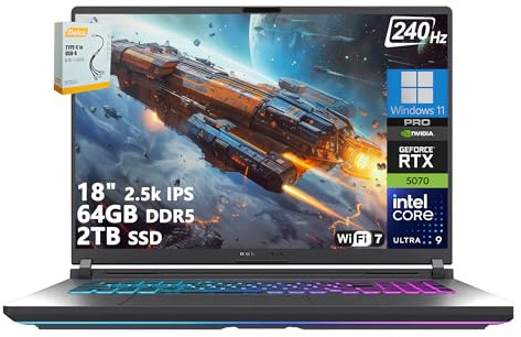 ASUS ROG Strix G18 G815 Ordinateur portable IA de jeu | 18 po 2,5k IPS 240 Hz (100 % DCI-P3, 500 nits) | Intel Core Ultra 9 275HX | 64 Go DDR5 2 To SSD | GeForce RTX 5070 | Wi-Fi 7 Win11 rétroéclairé