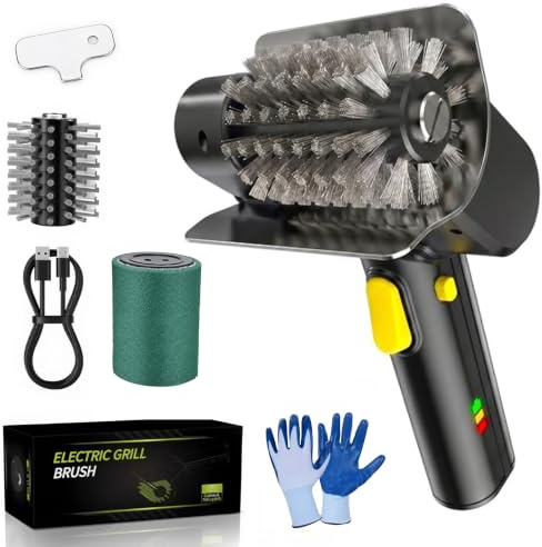 Elektrische Grillbürste,Rechargeable Grill Cleaner,wiederaufladbarer Elektrischer Grillreiniger Mit 100 Min,inklusive Ersatzbürste,Interchangeable Stainless Steel Brush Head Für Alle Grills Geeignet