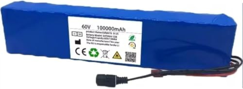 Caimcie 60V 100Ah 16S2P Lithium-Ion Battery for Electric Bike, with Integrated BMS and Waterproof PVC Shell, Compatible with 200W-900W Motors, Charger Included XT30+JST