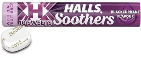 HALLS Soothers Blackcurrant Lozenges, 45 g (Pack of 1) | Soothes Throat, Pocket-Sized Pack, Rich Blackcurrant Flavor, For Dry Environments