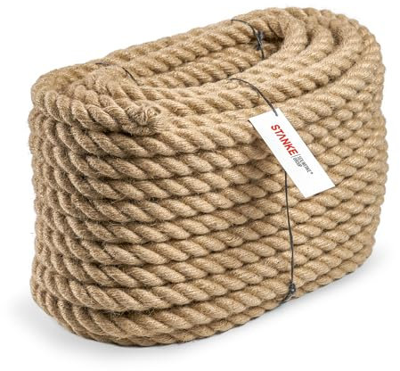Seilwerk STANKE Cuerda de Yute, Cuerda de Fibra Natural, Cuerda Decorativa 26mm 5m