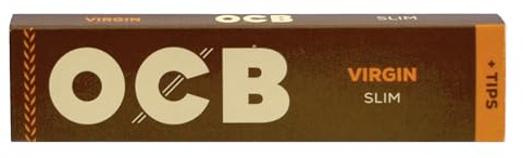 OCB 2300 Unbleached Slim Virgin Papers with Filters (32 Booklets of 32 Papers and Filters), brown