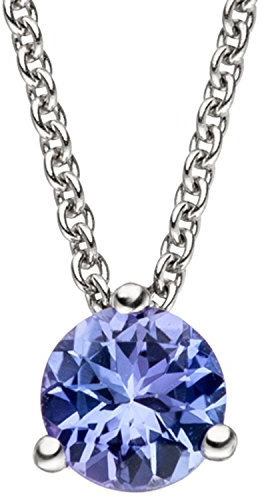 Jobo Damen Collier Kette mit Anhänger 585 Gold Weißgold 1 Tansanit blau 42 cm Halskette