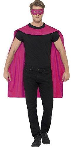 Amakando Déguisement de superhéros Cape et Masque de Super-héros Rose Tenue héros Adulte et Masque Cape vêtement superhéros Manteau Superman avec Loup Habits de héros Carnaval