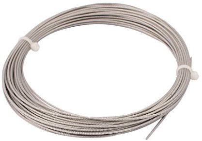 Sourcingmap 10M Length 1mm Diameter Plastic Coated Flexible Steel Wire Cable Rope for Garden Wire, Fence Wire, Hanging Wire, Silver Tone