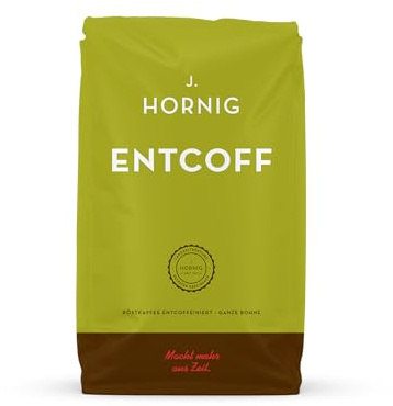 J. Hornig Whole Coffee Beans, Entcoff, Gently Decaffeinated, Mild Arabica and Robusta Decaf Blend, Ideal for Filter Preparation, 500g Pack
