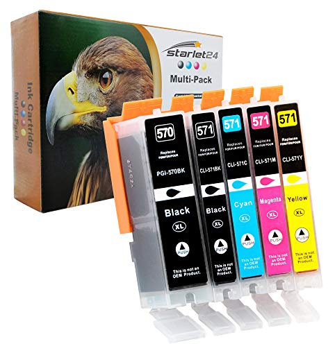 5er-Set Druckerpatronen ersetzt PGI-570 CLI-571 Canon PIXMA MG5750-5753 MG6850-6852 MG7750-7751 TS5050-5055 TS6050-6052 TS8050 TS8051-8053 TS9050-9055