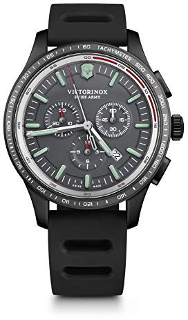 Victorinox Herren-Uhr Alliance Sport Chronograph, Herren-Armbanduhr, analog, Quarz, Gehäuse-Ø 44 mm, Armband 21 mm, 113 g, Schwarz/Grau