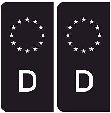 MG345 / 2X Aufkleber Nummernschild Deutschland EU Sticker Black D Feinstaub V8 Outlaw Tuning