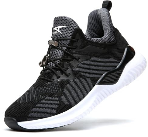 Kids Mesh Running Shoes Casual Sneaker Trainers Athletic Shoes for Boys Girls, 6-black, 2 UK