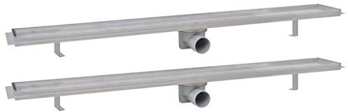 vidaXL 2X Duschrinne 1030x140mm Edelstahl Bodenablauf Duschablauf Ablaufrinne