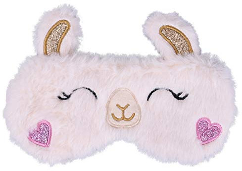 Ulife Mall Nette Alpaka Schlafmaske Seide Plüsch Augenbinde, Schlafmaske Augenmaske Augenabdeckung für Mädchen Jungen Frauen Männer Kinder Zuhause Schlafen Reisen (Gold & Rosa)