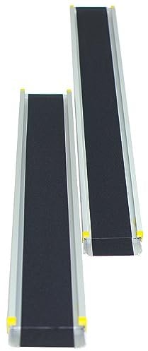 COSTWAY Set di 2 Rampa per Sedie a Rotelle in Alluminio, 3 Lunghezze 122/183/213 cm, Rampa Telescopica Regolabile con Superficie Antiscivolo, con Serrature di Sicurezza, per Gradini Fino a 61 cm