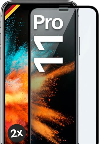moex CurveProtect für iPhone 11 Pro Panzer Schutzglas, Full Screen Schutzfolie randlos, ganzer Bildschirm komplett abgedeckt, Panzerfolie Curved 3D Glas Folie, Schwarz 2 Stück