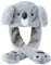 dressfan Dame Mädchen Plüsch Tier Koala Ohr Hut Spielzeug Geburtstagsgeschenk mit Beweglichen Ohren Drücken der Tiermütze Machen die Ohren Bewegen Mädchen Cosplay (K-Graues Faultier)