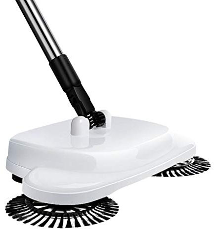 Escoba NLIAN Barredora Automática de Empuje Manual, Limpieza Doméstica 3 en 1 Incluyendo Recogedor Papelera Depósito de Basura Separado Sin Electricidad (Color : White)