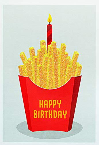 Perleberg Karte zum Geburtstag - BlingBling Collection - Karte zum Geburtstag mit Pommes-Motiv - Geburtstagskarten mit passendem Umschlag - Glückwunschkarte in 11,6 x 16,6 cm