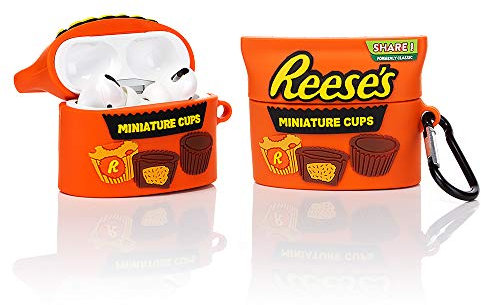 YIGEYI Silikon Hülle Kompatibel mit Airpods Pro Funny Cute 3D Cartoon Case Cover[Lustige Snacks Series 2] (Reeses)