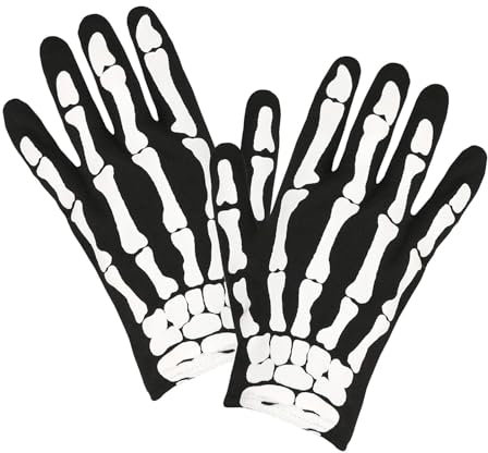 W WIDMANN MILANO Party Fashion 34275 - Skelett Handschuhe, Knochen, Halloween, Fasching, Karneval, Mottoparty