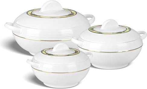 Tmvel Ambiente Lot de casseroles isothermes 1,2, 1,6 et 2,5 l (blanc)