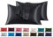 Satin Kissenbezug 50 x 90 cm 2 Stück- 100% Satin, Superweicher Kopfkissenbezug, Kissenhülle Schwarz